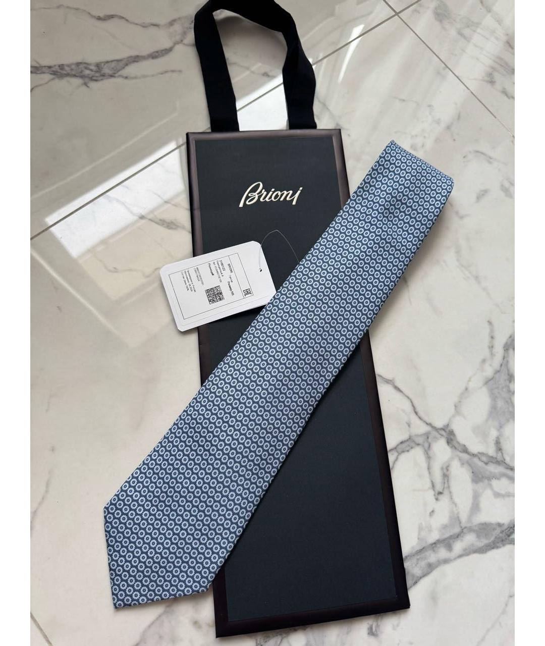 BRIONI Голубой шелковый галстук, фото 5
