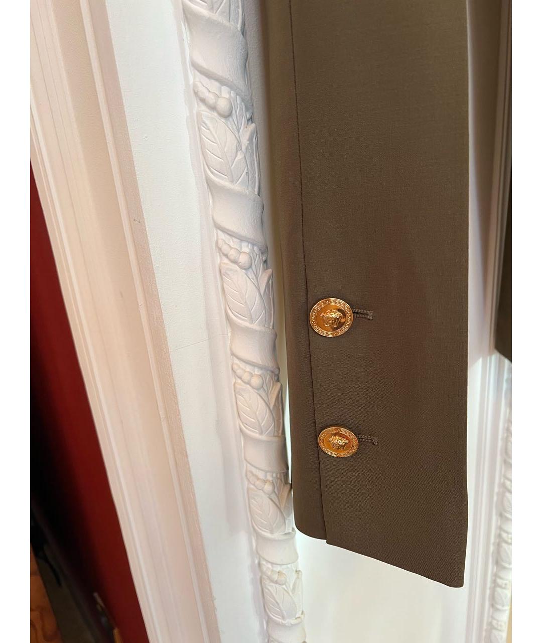 VERSACE Хаки шерстяные брюки узкие, фото 5