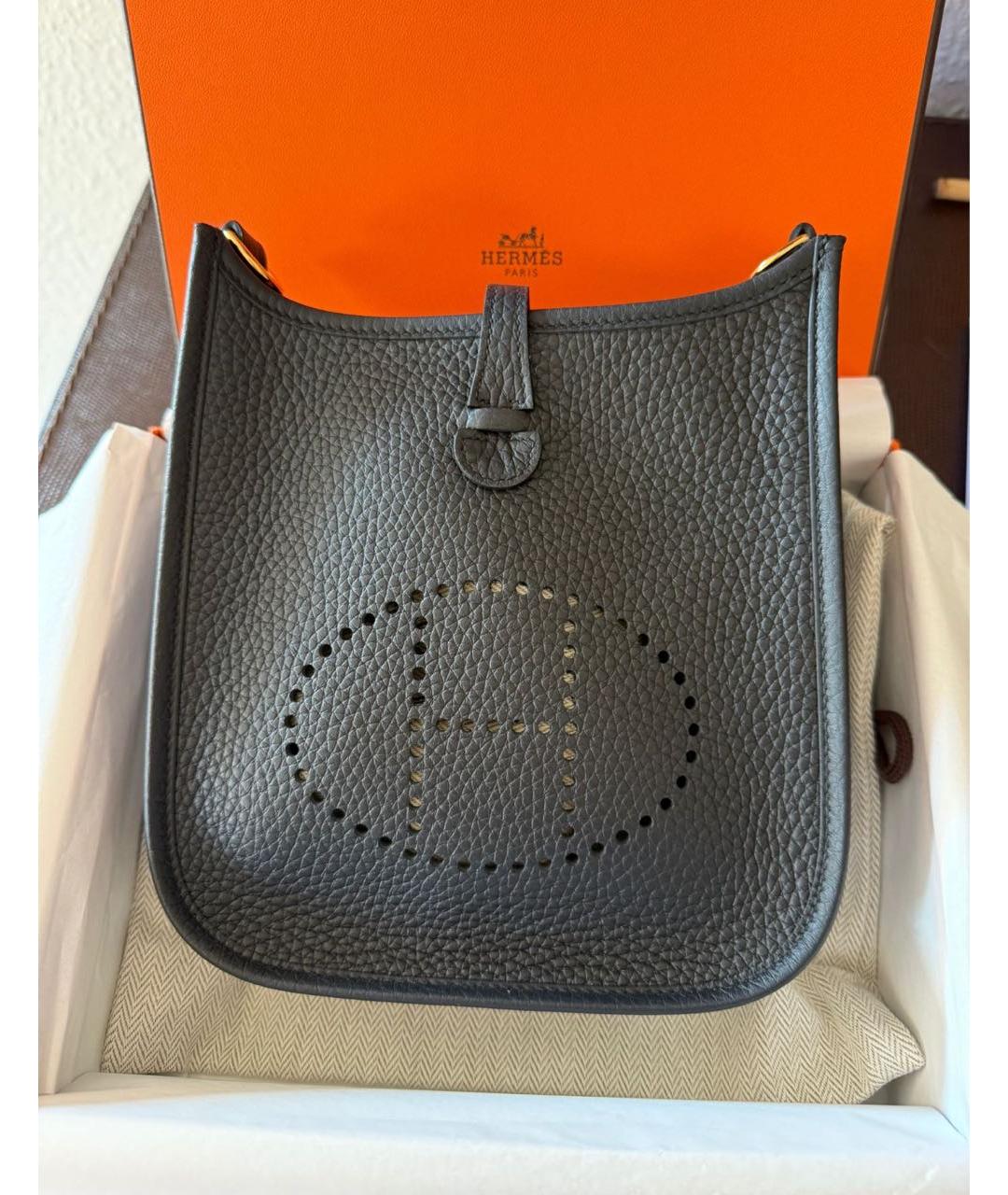 HERMES Черная кожаная сумка через плечо, фото 3