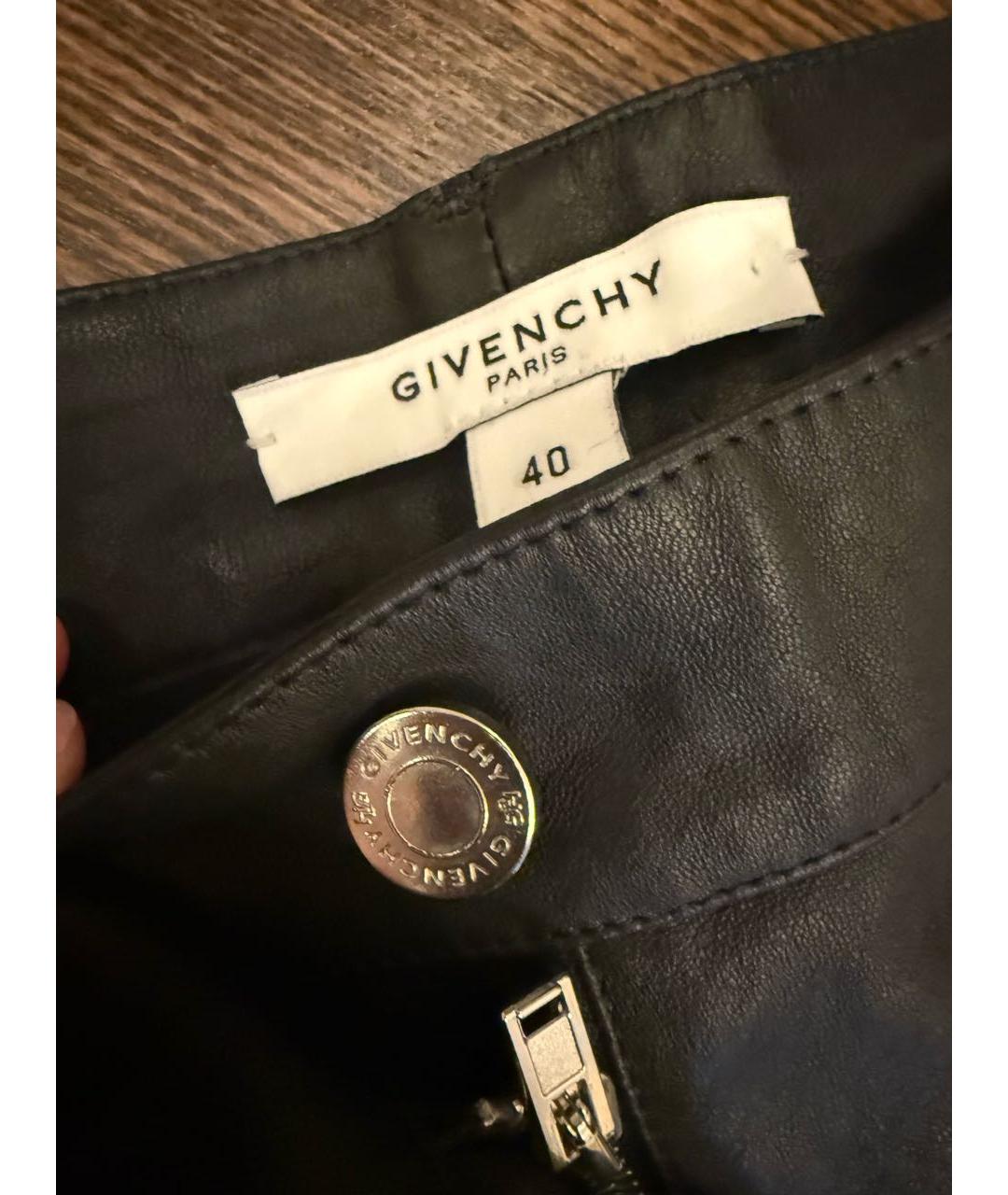 GIVENCHY Черные кожаные брюки узкие, фото 2