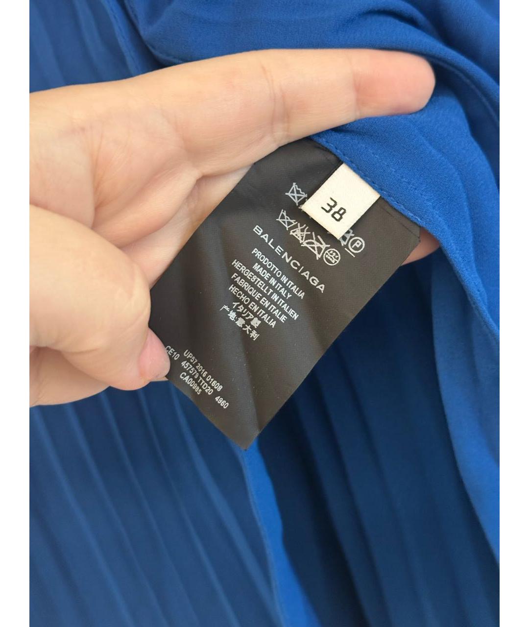 BALENCIAGA Синяя полиэстеровая блузы, фото 5