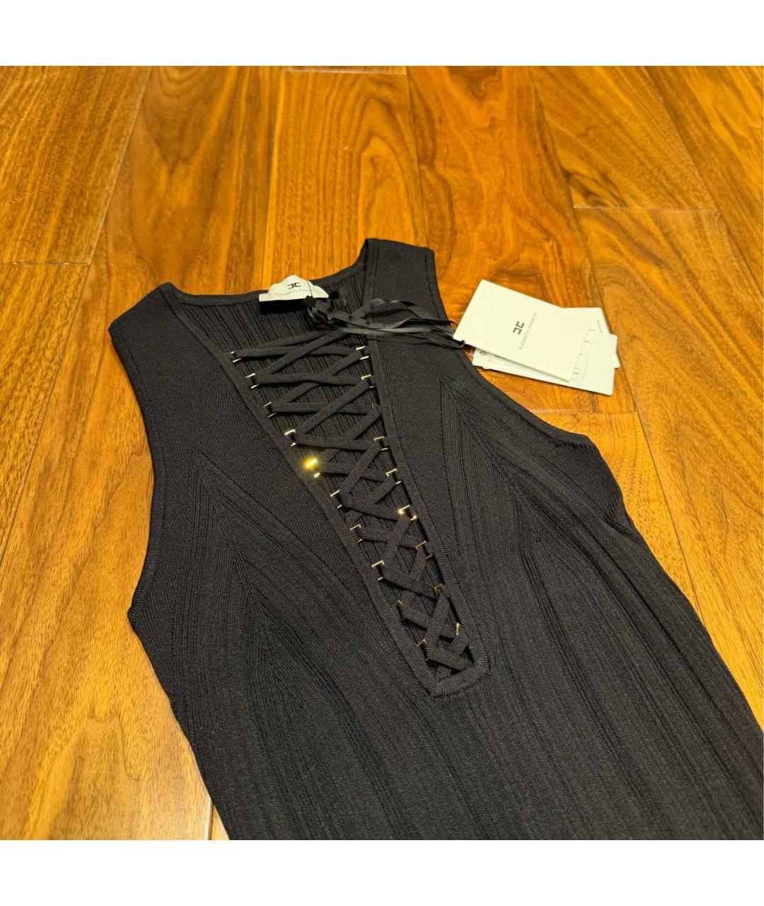 ELISABETTA FRANCHI Черное вискозное повседневное платье, фото 4