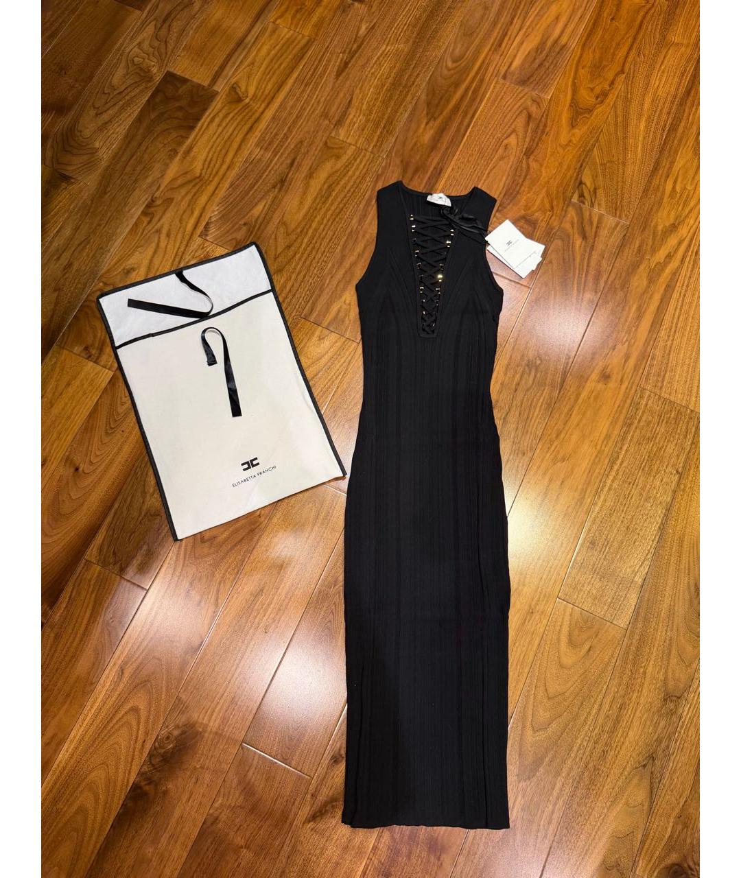 ELISABETTA FRANCHI Черное вискозное повседневное платье, фото 3