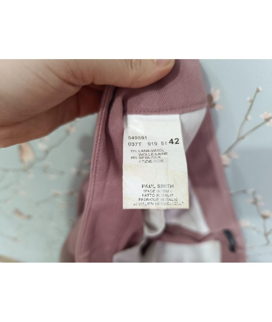 PAUL SMITH Розовые шерстяные брюки широкие, фото 5