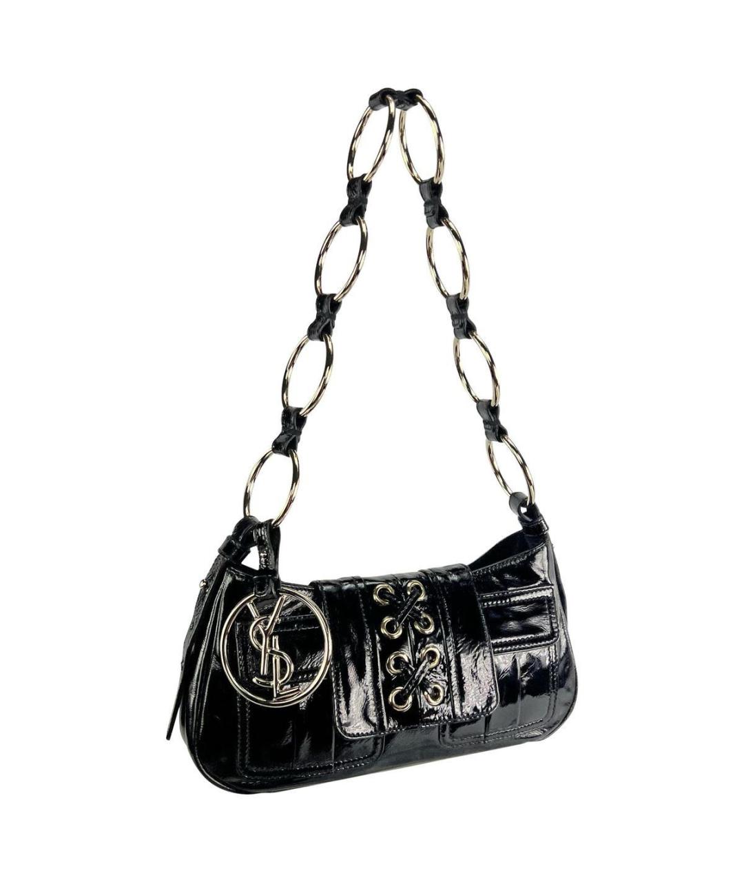 SAINT LAURENT Черная сумка через плечо из лакированной кожи, фото 9