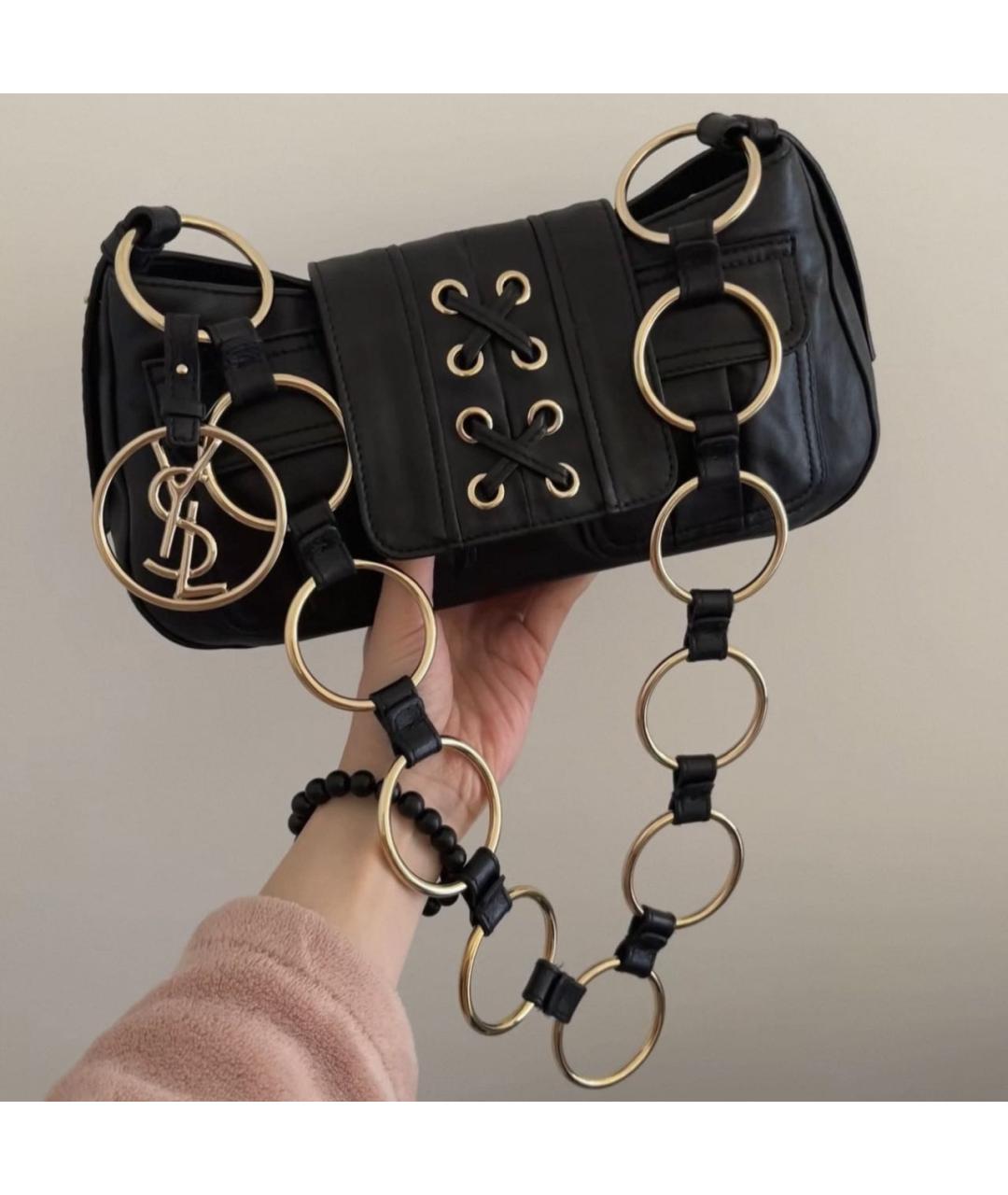 SAINT LAURENT Черная сумка через плечо из лакированной кожи, фото 2