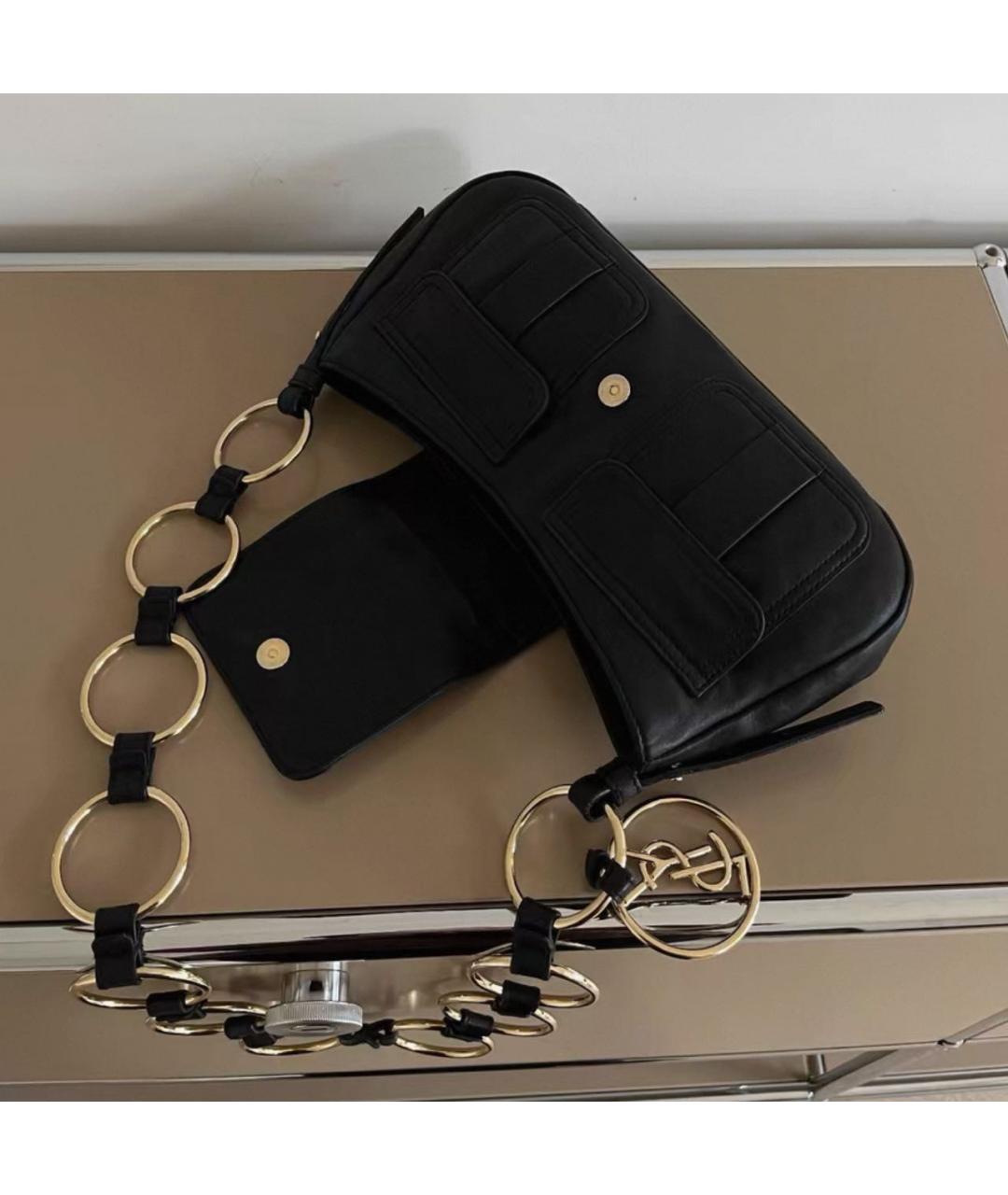 SAINT LAURENT Черная сумка через плечо из лакированной кожи, фото 3