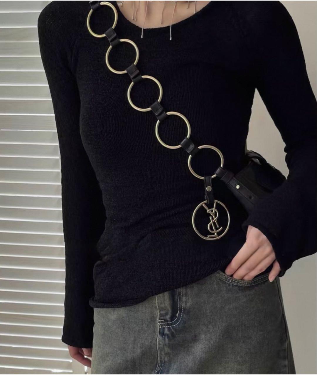 SAINT LAURENT Черная сумка через плечо из лакированной кожи, фото 7