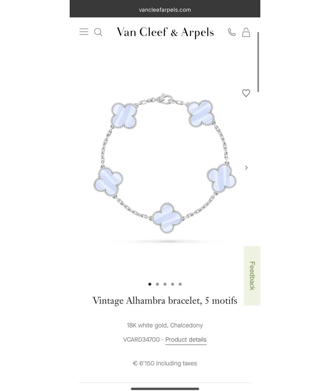 VAN CLEEF & ARPELS Голубой браслет из белого золота, фото 3
