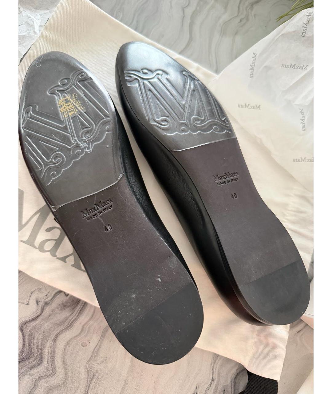 MAX MARA Черные кожаные балетки, фото 5
