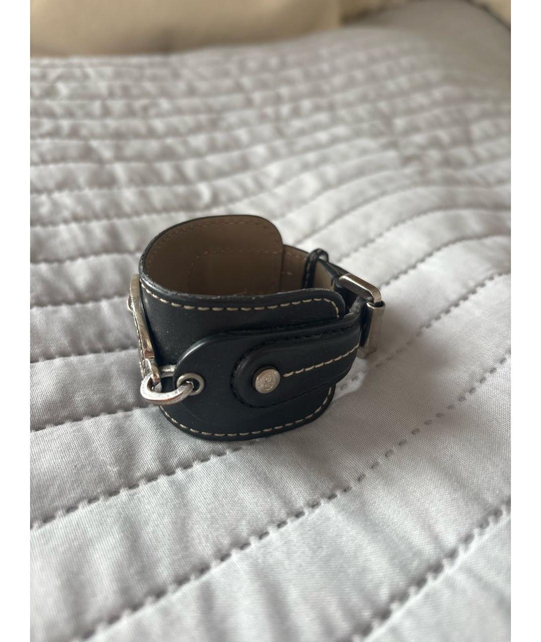 CHRISTIAN DIOR Черный кожаный браслет, фото 4