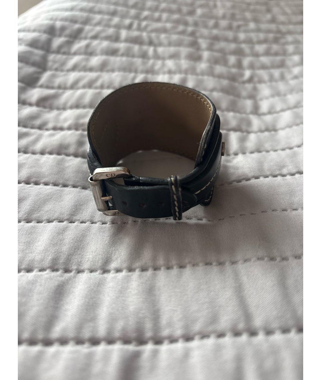 CHRISTIAN DIOR Черный кожаный браслет, фото 3