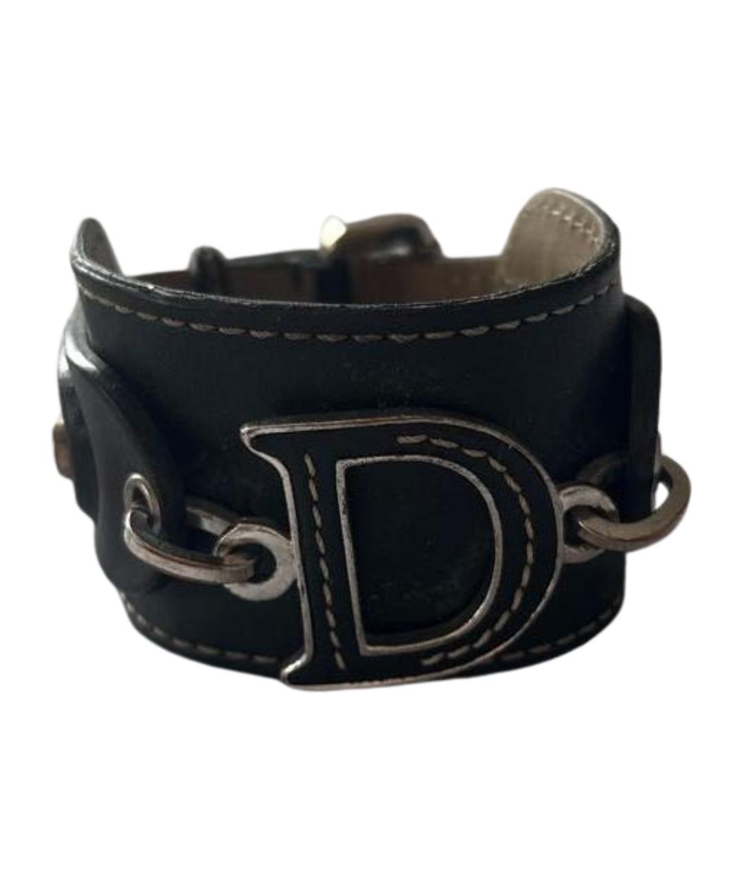 CHRISTIAN DIOR Черный кожаный браслет, фото 1
