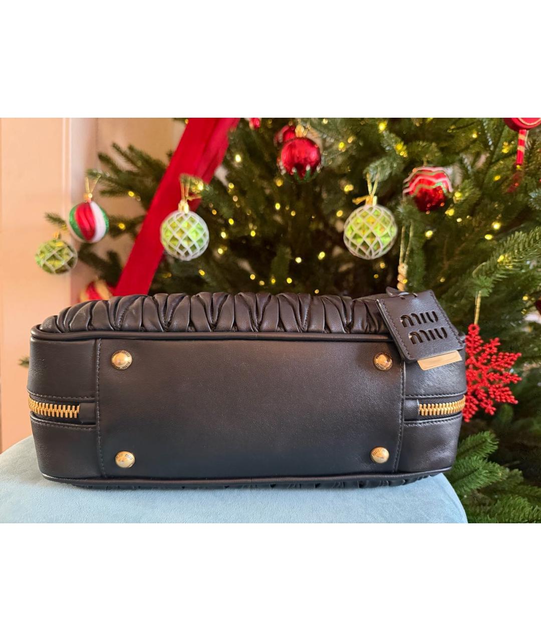 MIU MIU Черная кожаная сумка с короткими ручками, фото 6