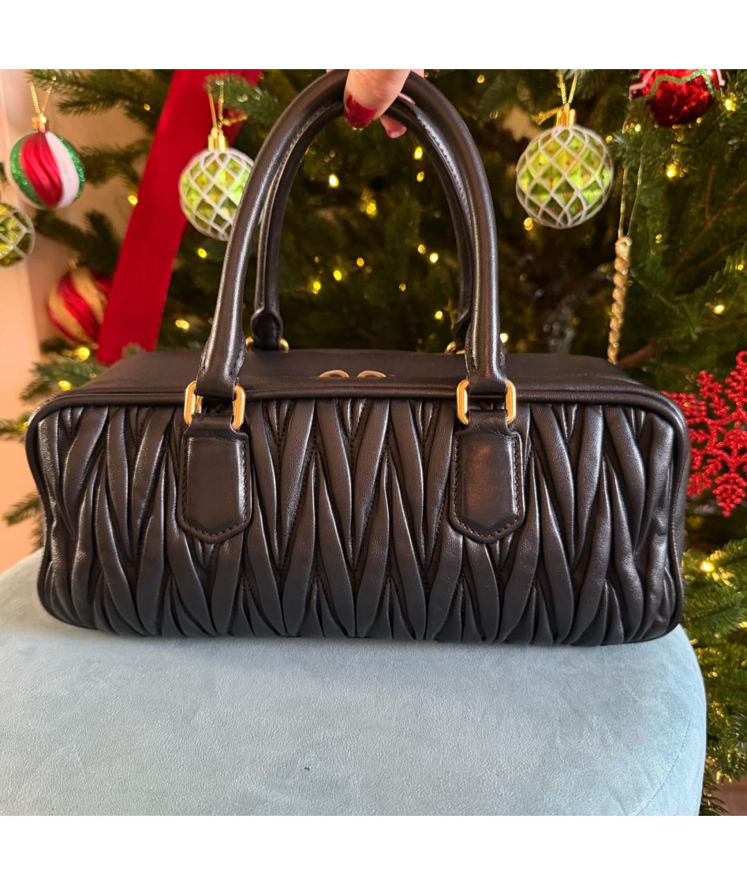 MIU MIU Черная кожаная сумка с короткими ручками, фото 7
