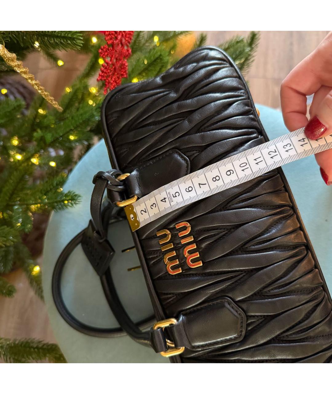 MIU MIU Черная кожаная сумка с короткими ручками, фото 5