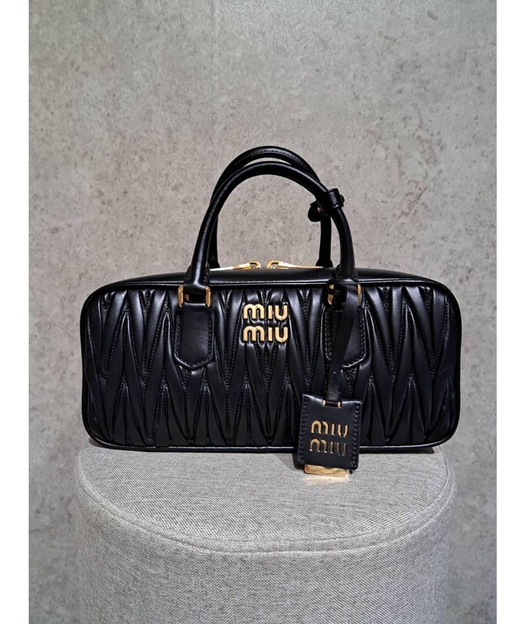 MIU MIU Черная кожаная сумка с короткими ручками, фото 9