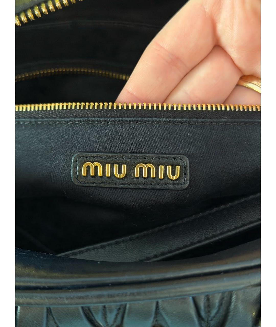 MIU MIU Черная кожаная сумка с короткими ручками, фото 8