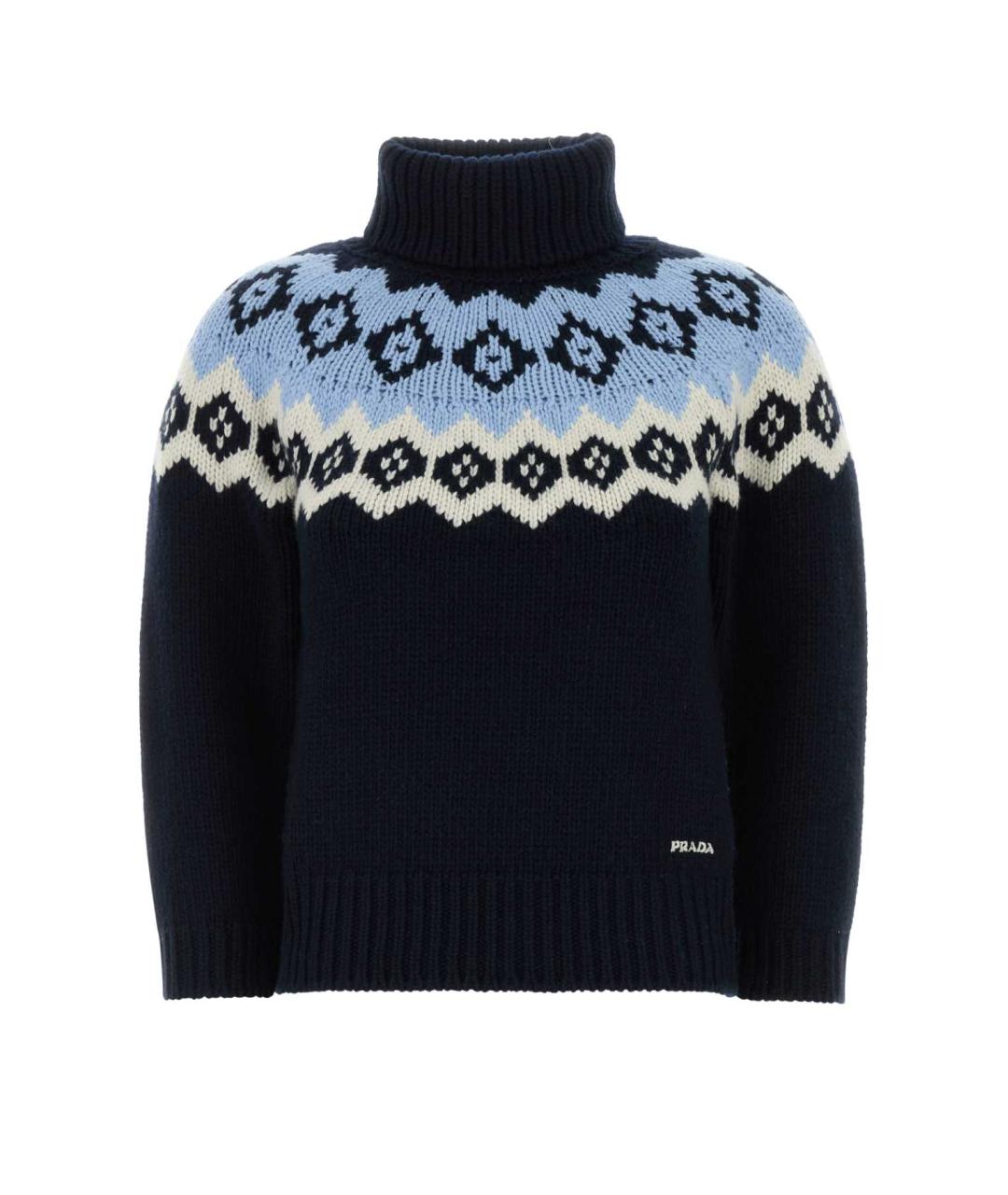 PRADA Темно-синий шерстяной джемпер / свитер, фото 1