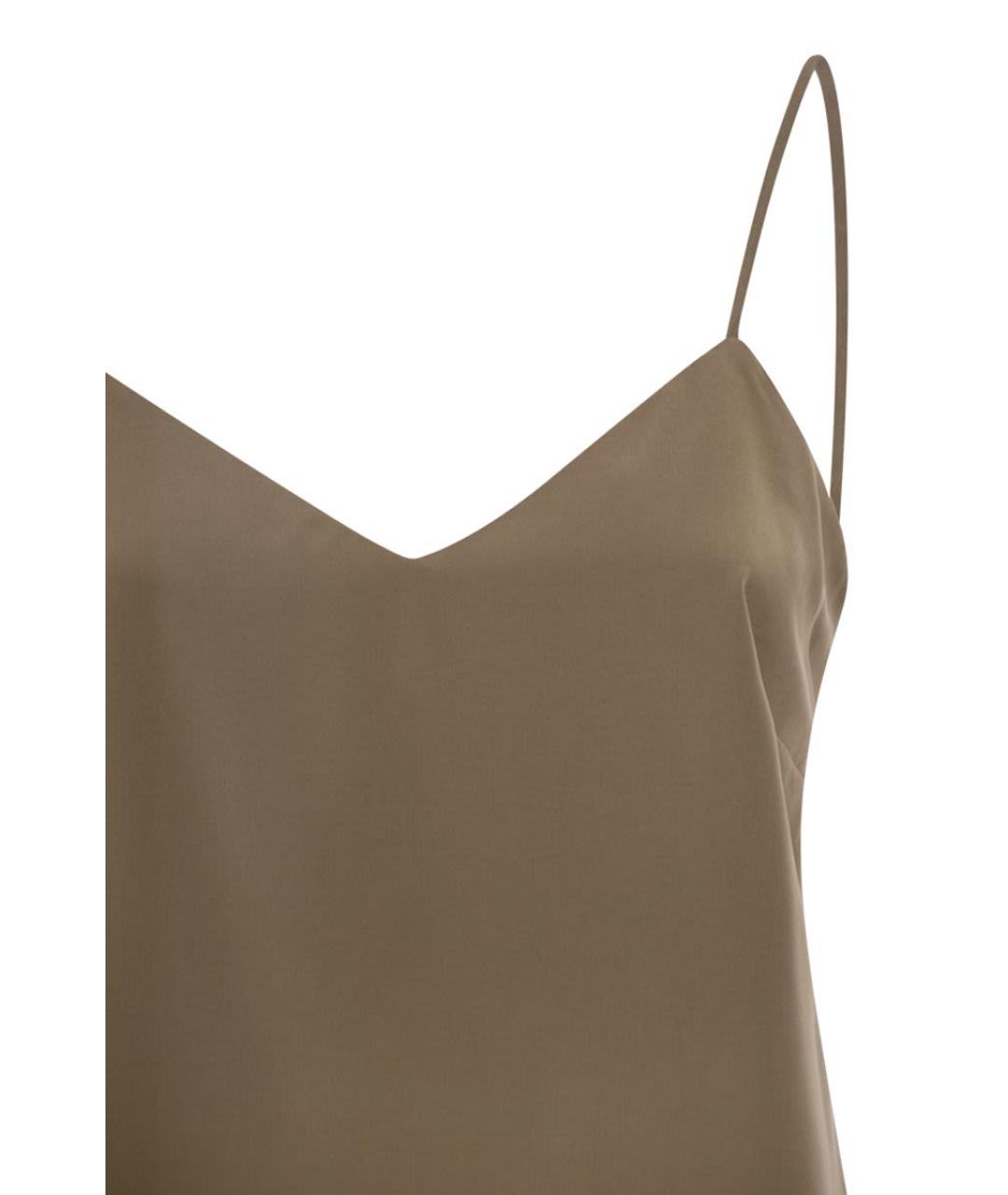 MAX MARA Хаки шелковая майка, фото 4
