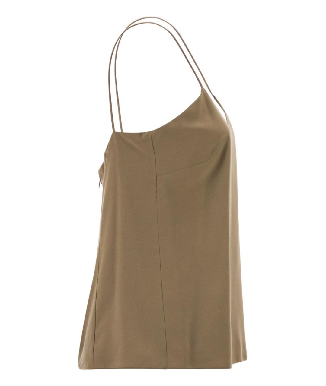 MAX MARA Хаки шелковая майка, фото 3