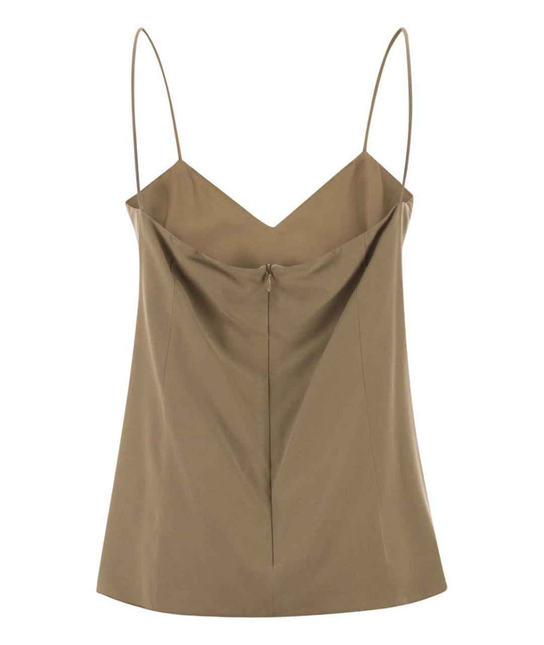 MAX MARA Хаки шелковая майка, фото 2