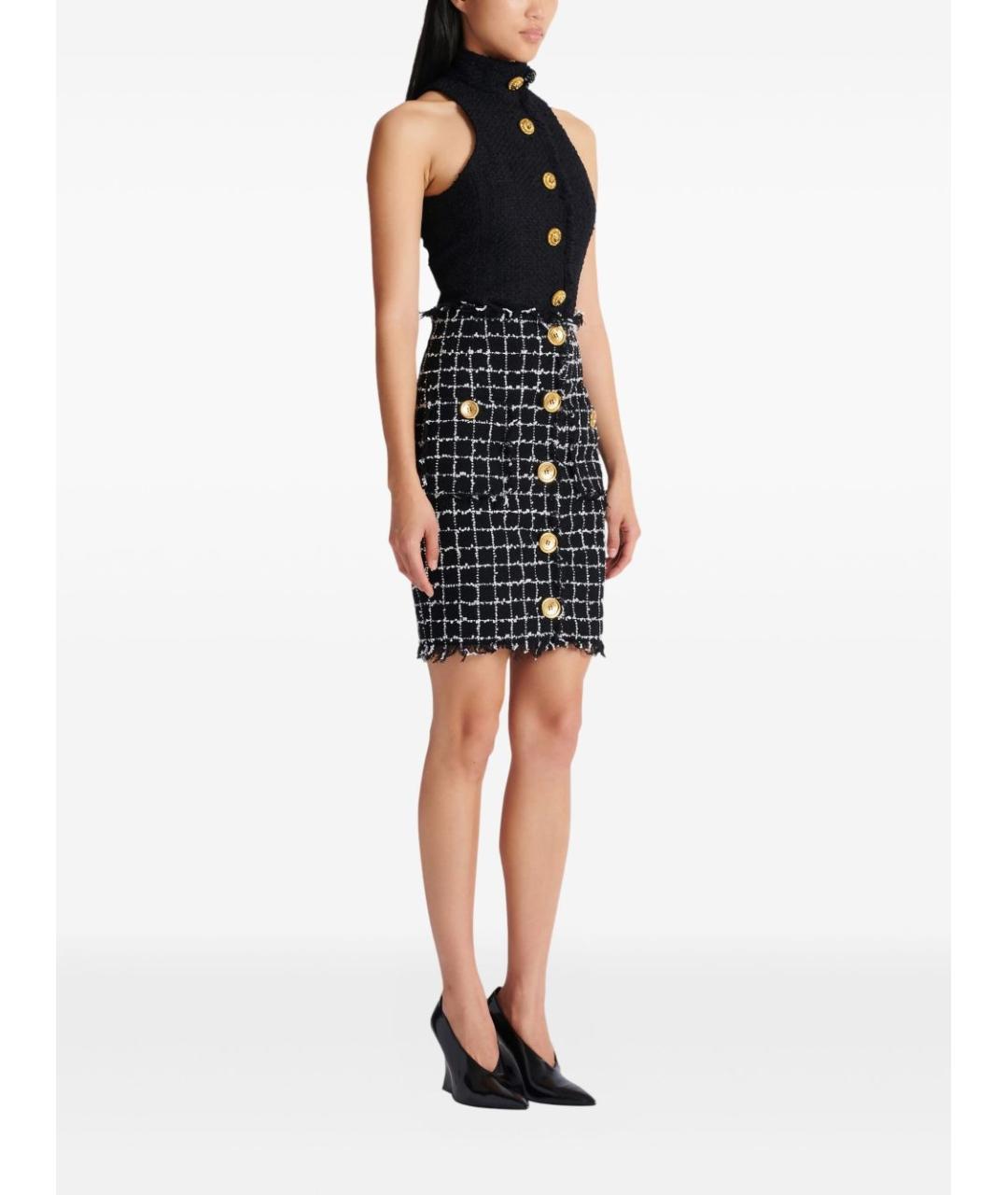 BALMAIN Черная хлопковая юбка миди, фото 3