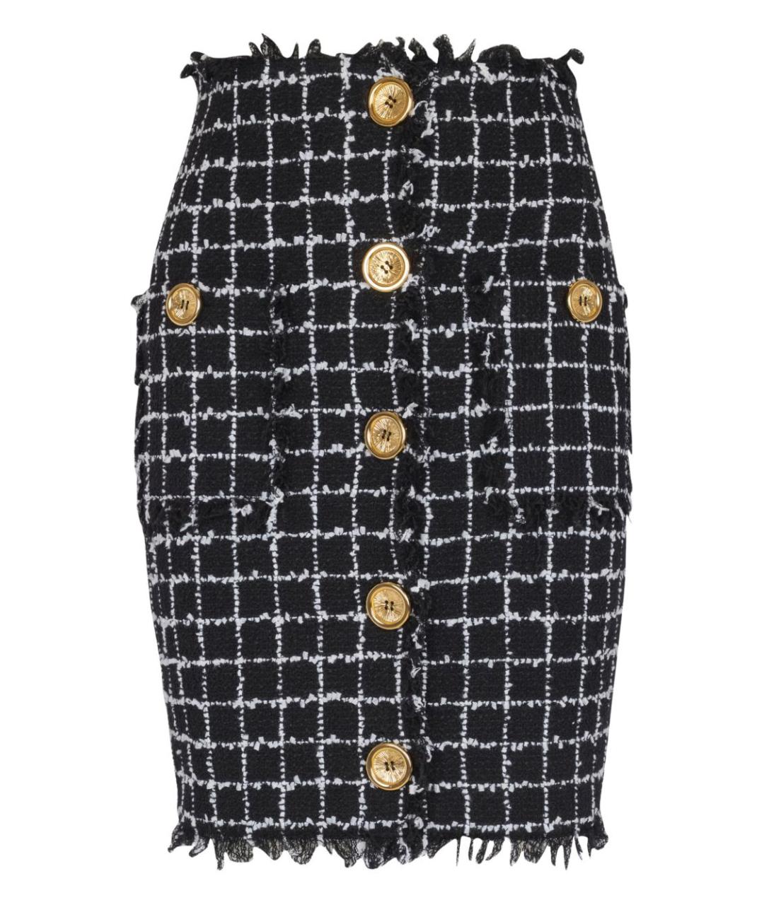 BALMAIN Черная хлопковая юбка миди, фото 1