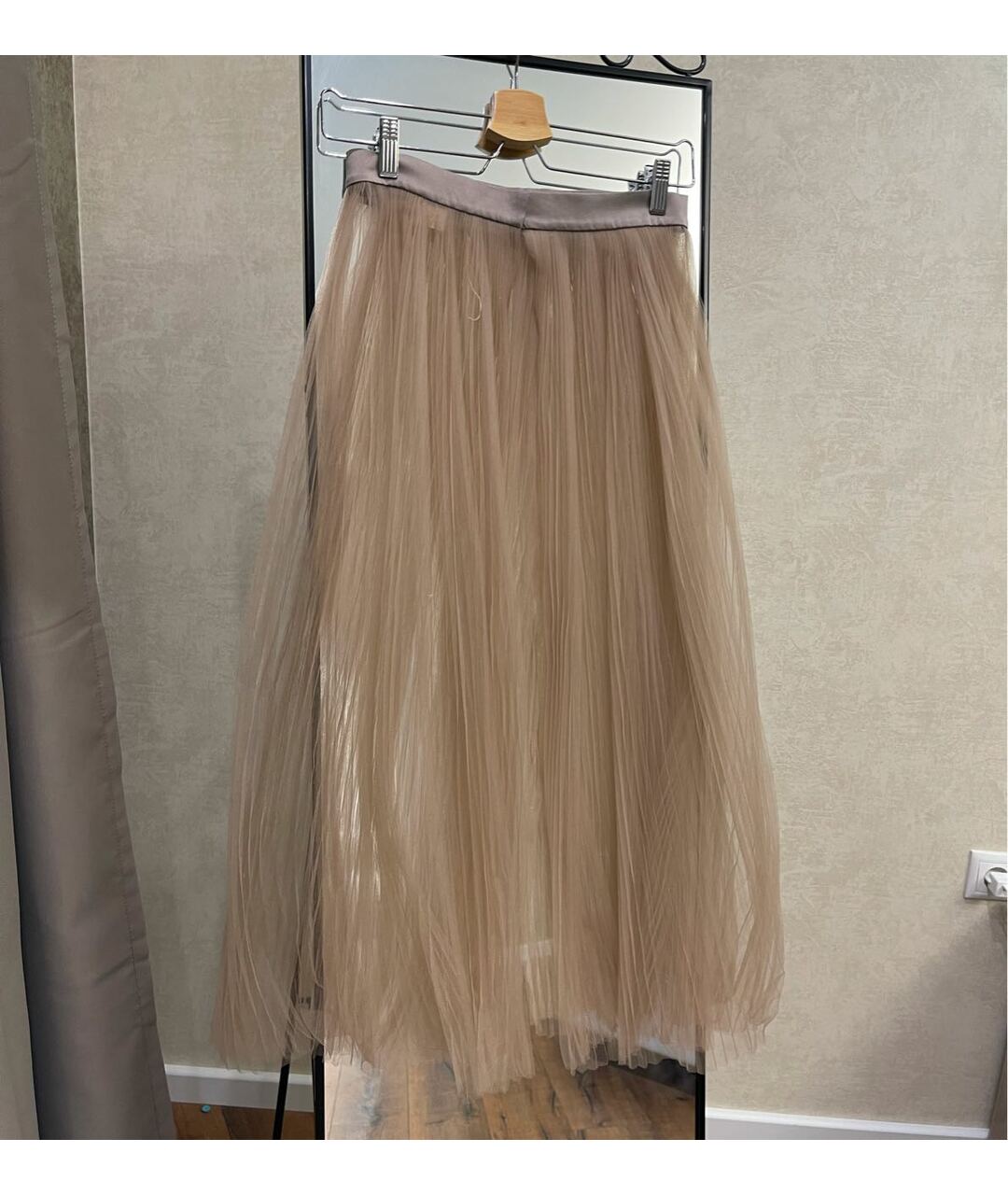 RUBAN Бежевая шелковая юбка миди, фото 9
