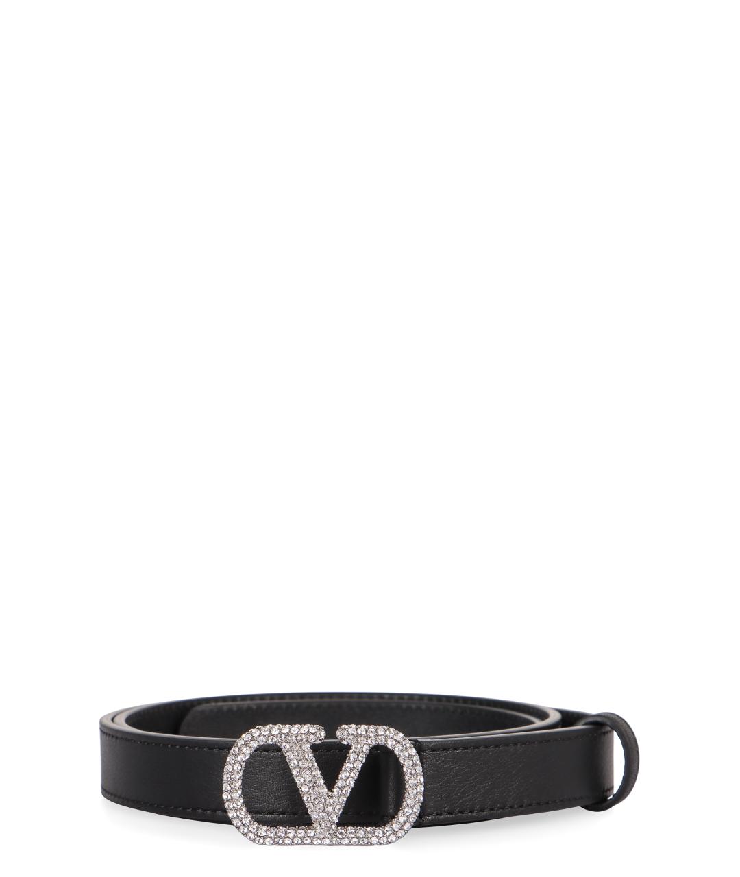 VALENTINO Черный кожаный ремень, фото 1