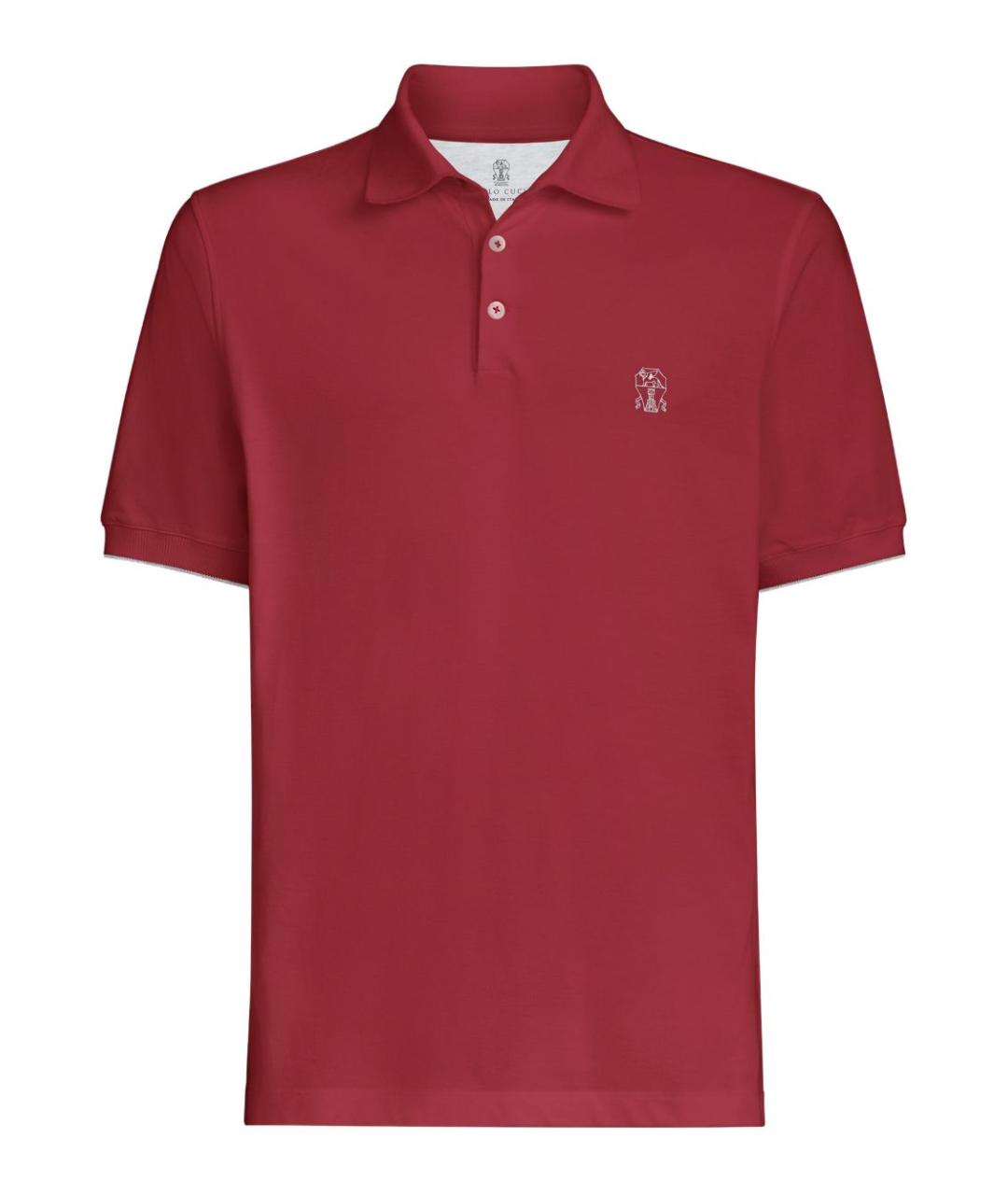 BRUNELLO CUCINELLI Красное хлопковое поло с коротким рукавом, фото 1