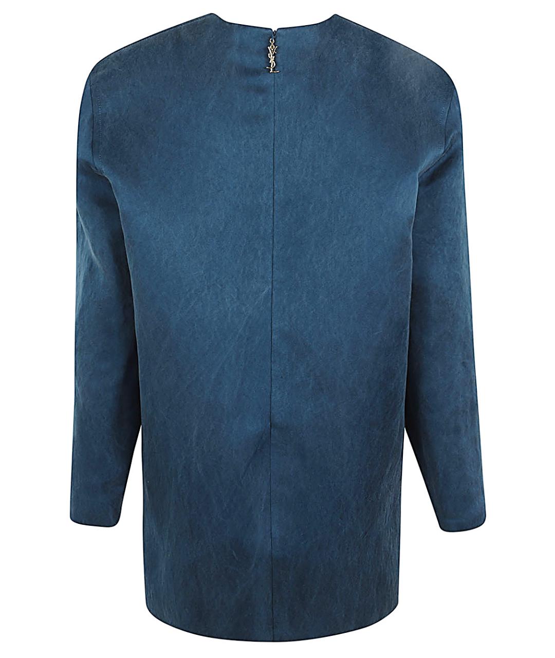 SAINT LAURENT Синее шелковое повседневное платье, фото 2