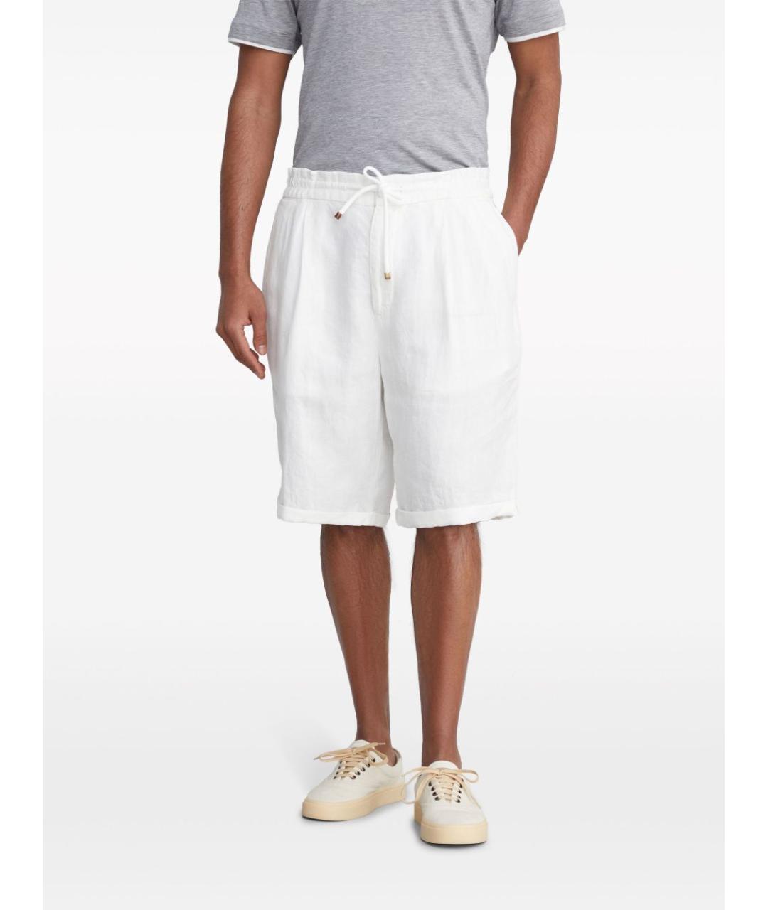 BRUNELLO CUCINELLI Белые льняные шорты, фото 3