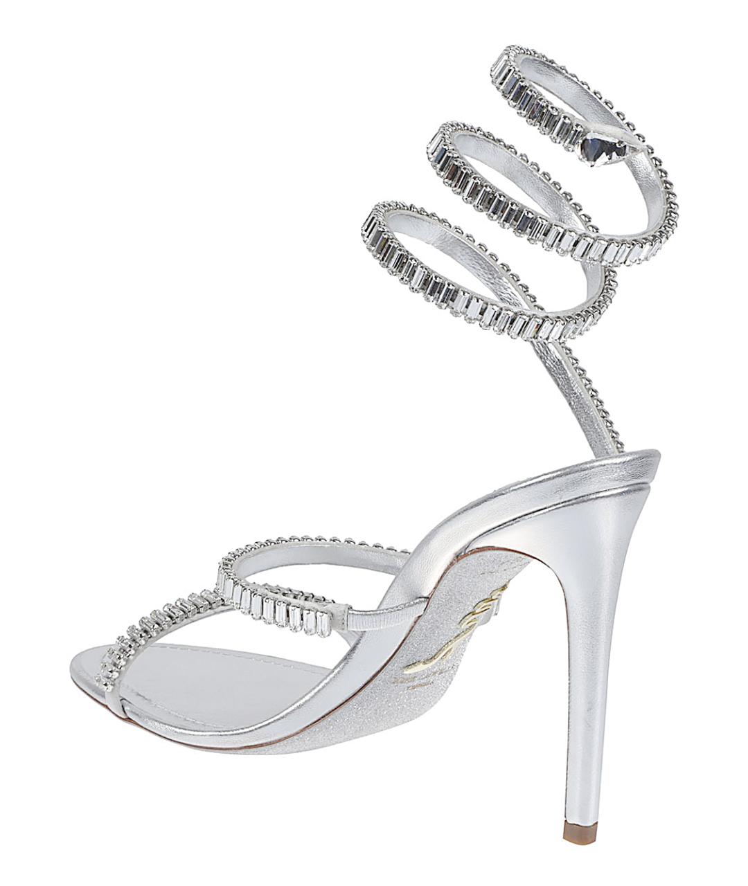 RENE CAOVILLA Серебряные кожаные босоножки, фото 3