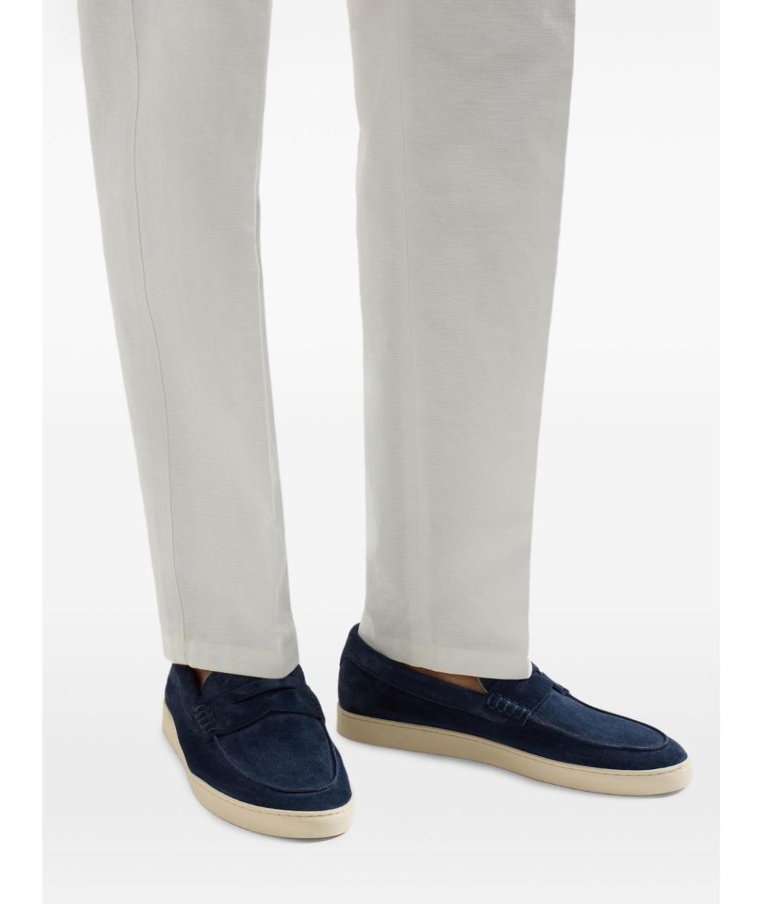 BRUNELLO CUCINELLI Синие замшевые лоферы, фото 5