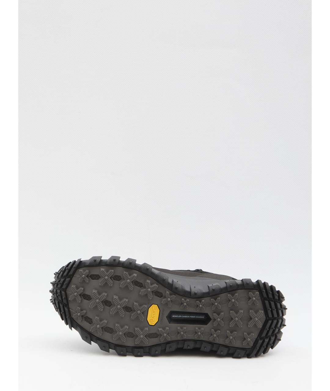 MONCLER Черные текстильные низкие кроссовки / кеды, фото 4