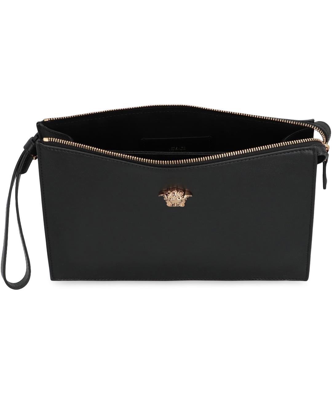 VERSACE Черная кожаная барсетка, фото 5