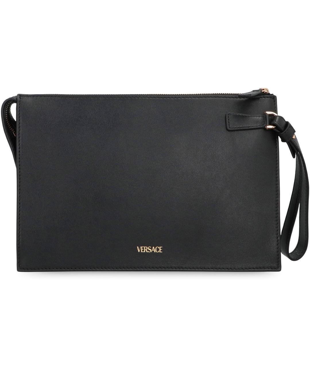 VERSACE Черная кожаная барсетка, фото 4