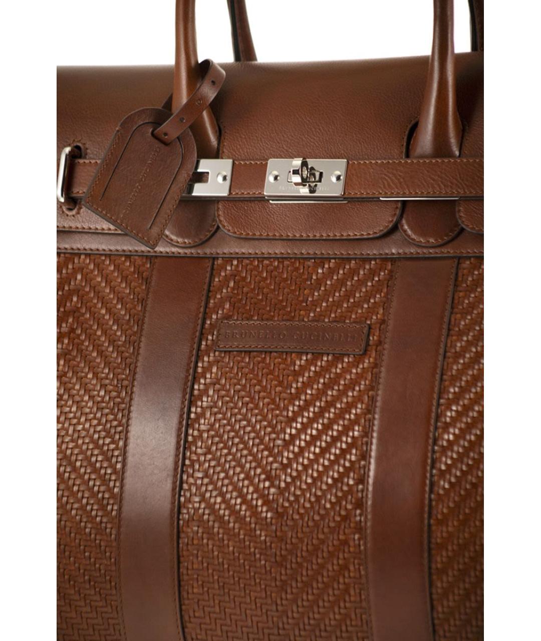 BRUNELLO CUCINELLI Коричневая кожаная сумка тоут, фото 5