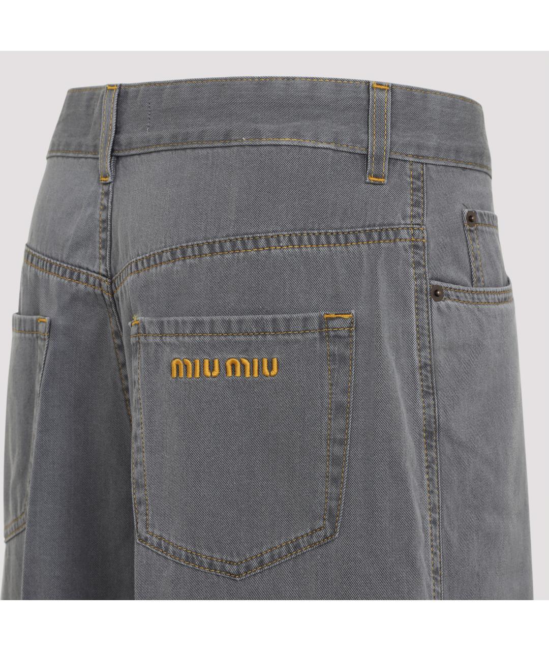 MIU MIU Серые хлопковые прямые джинсы, фото 4