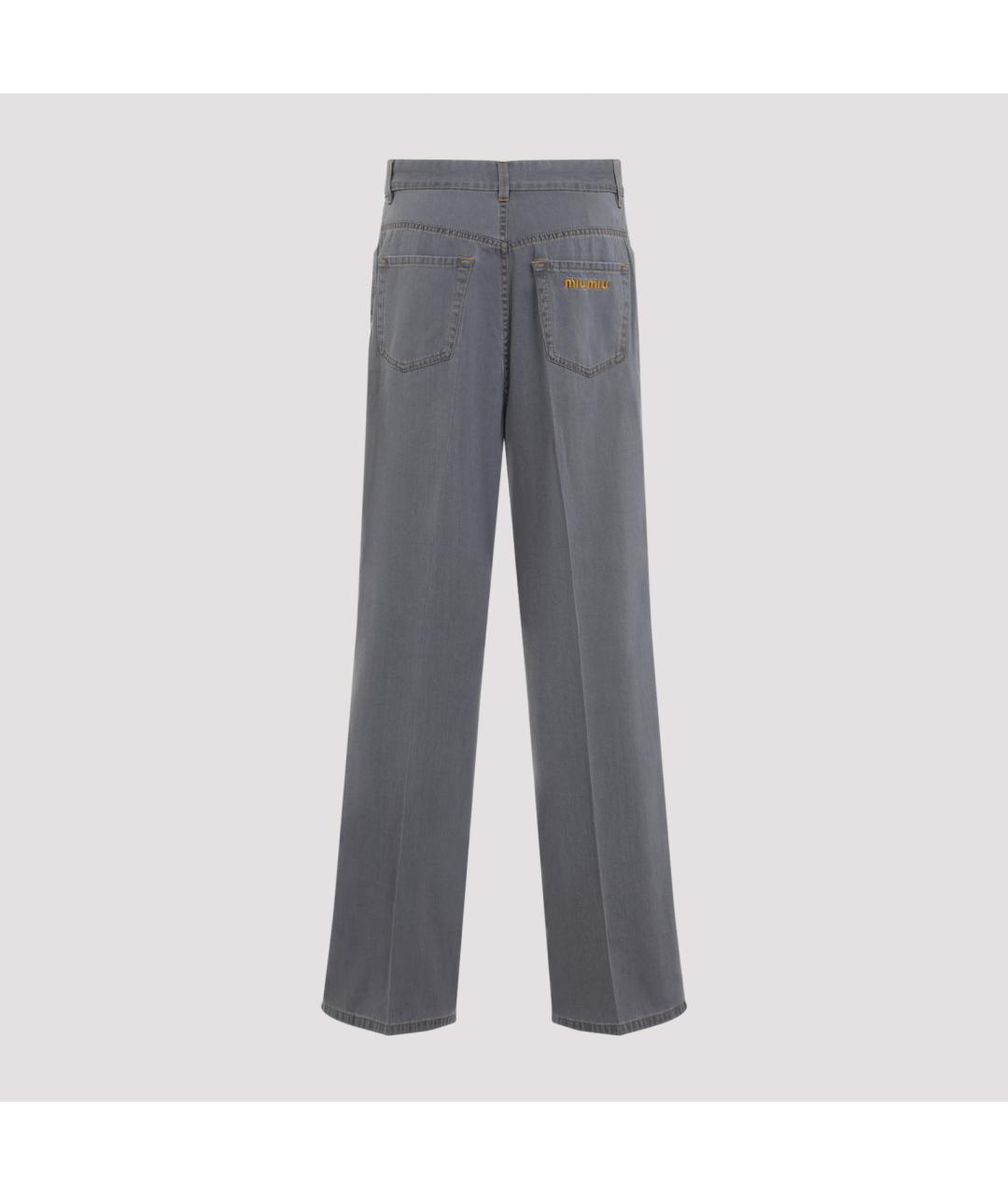 MIU MIU Серые хлопковые прямые джинсы, фото 3