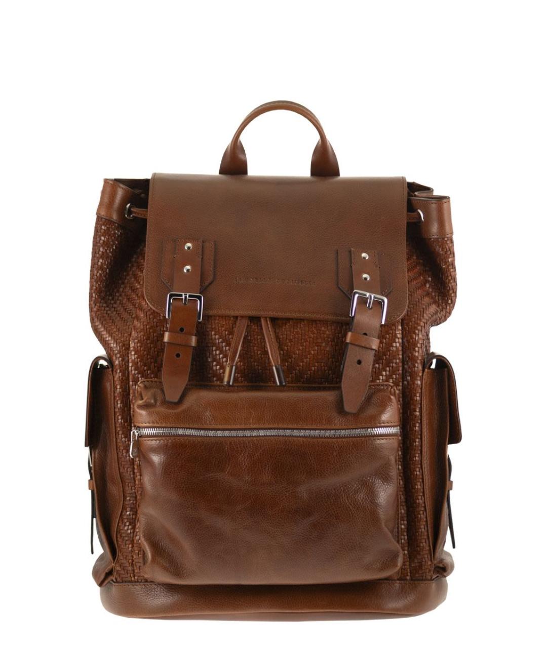 BRUNELLO CUCINELLI Коричневый кожаный рюкзак, фото 1