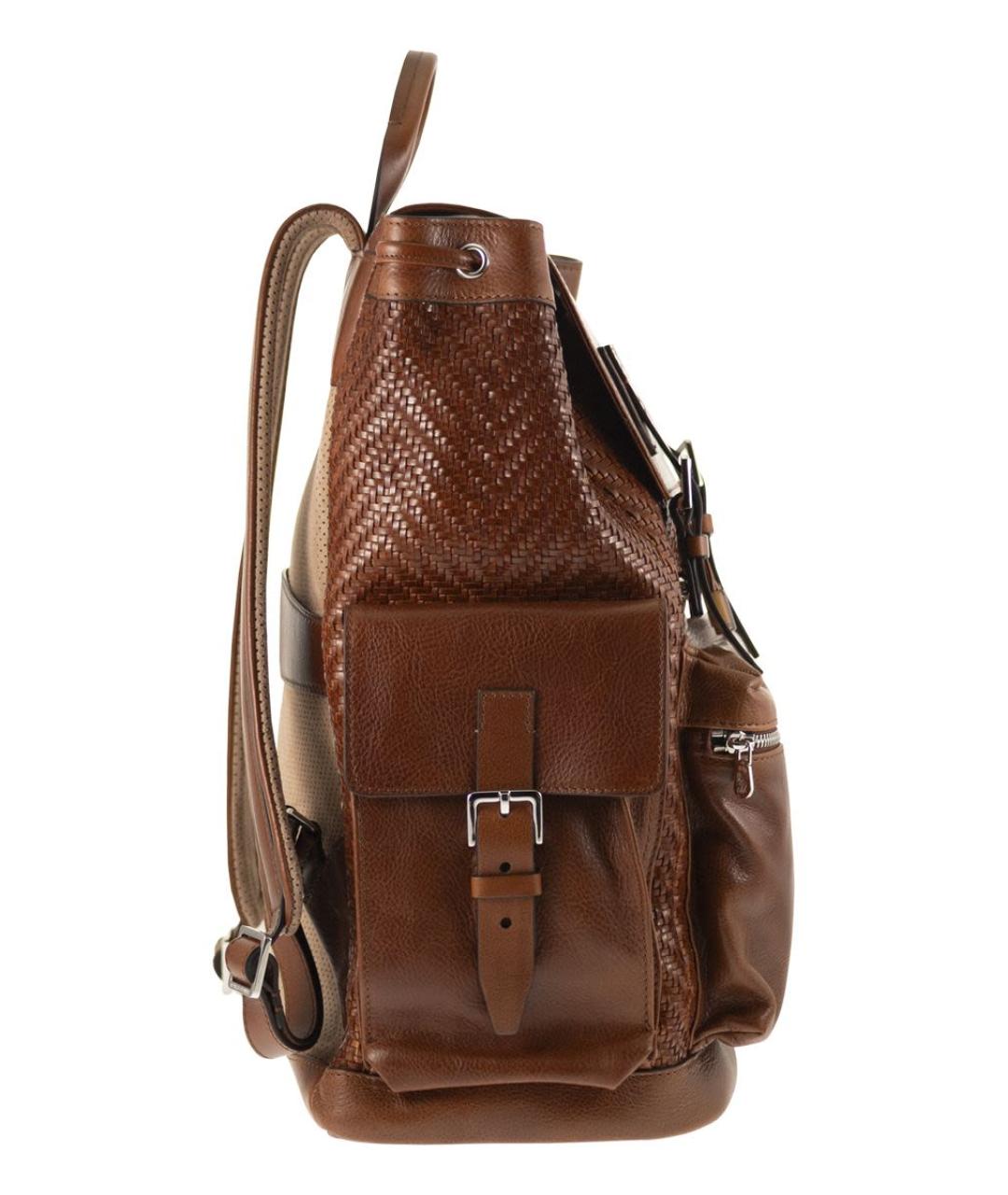 BRUNELLO CUCINELLI Коричневый кожаный рюкзак, фото 3