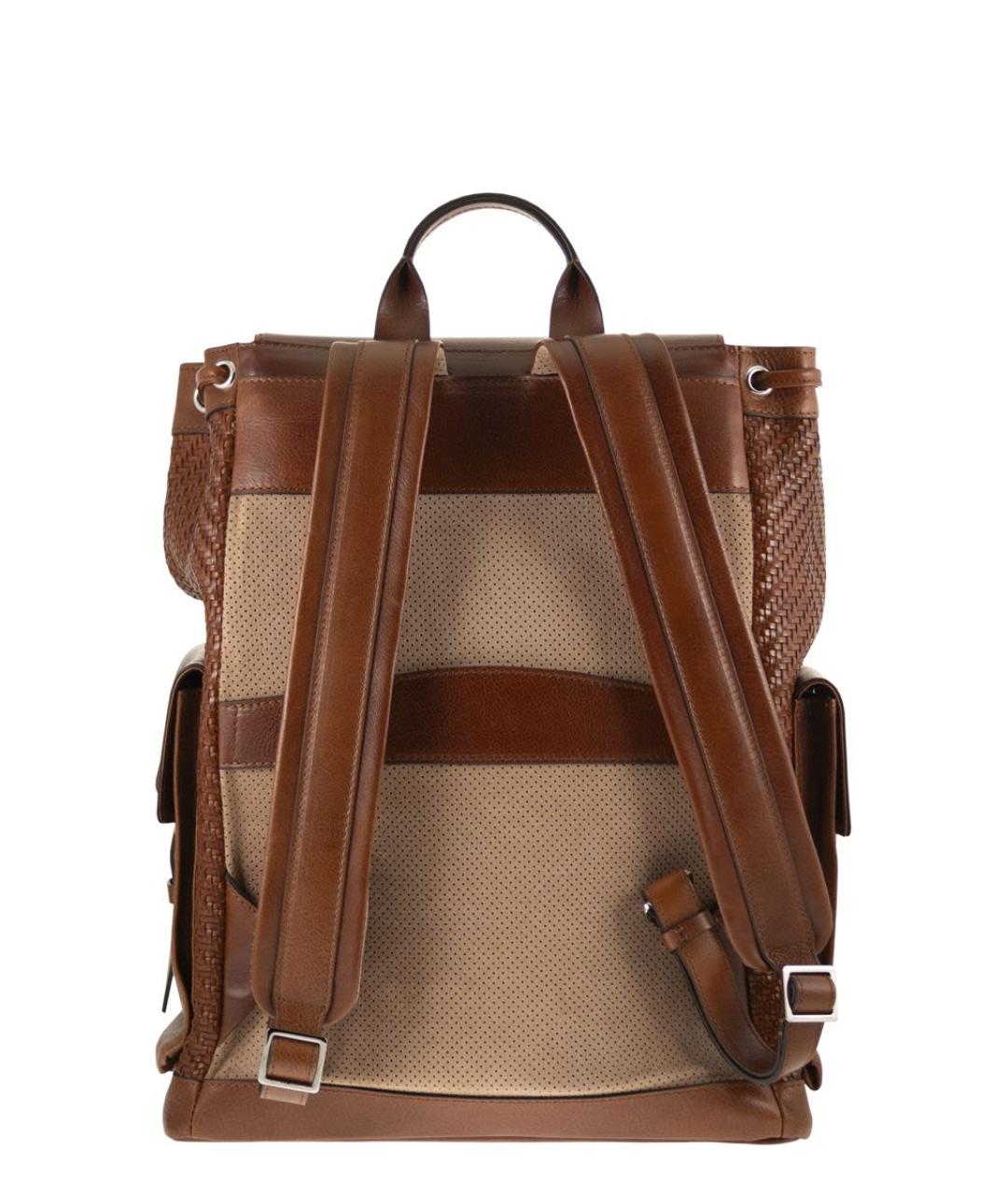 BRUNELLO CUCINELLI Коричневый кожаный рюкзак, фото 2