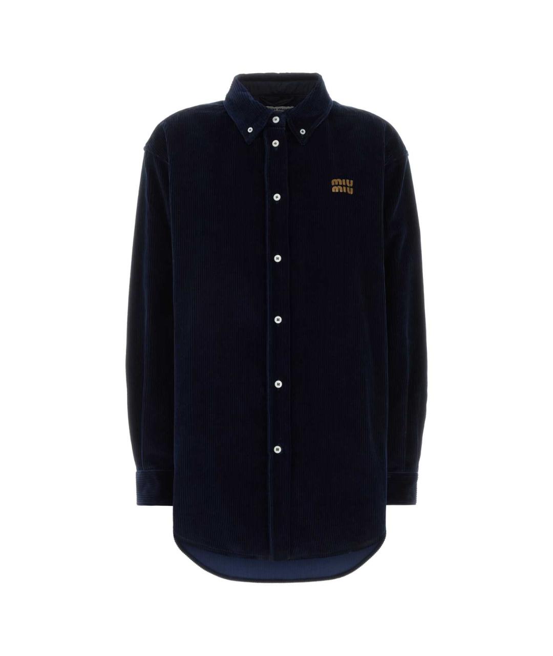 MIU MIU Темно-синяя хлопковая рубашка, фото 1