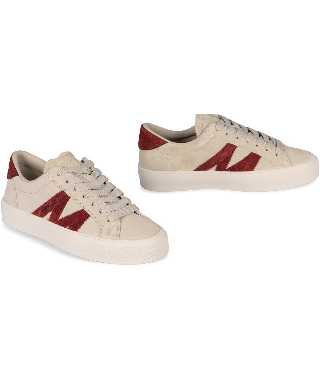 MONCLER Бежевые замшевые кеды, фото 3