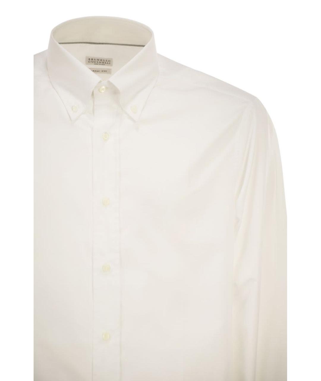 BRUNELLO CUCINELLI Белая хлопковая кэжуал рубашка, фото 4