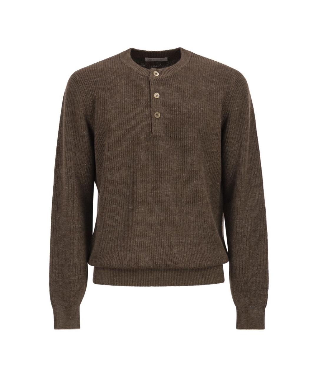 BRUNELLO CUCINELLI Коричневый хлопковый джемпер / свитер, фото 1