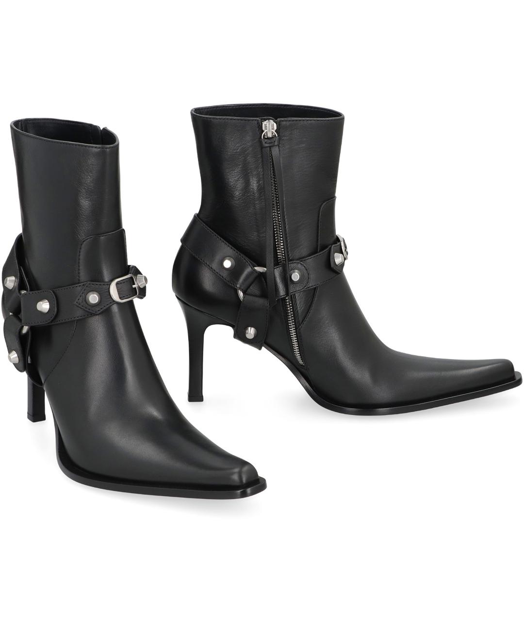 BALENCIAGA Черные кожаные ботильоны, фото 3