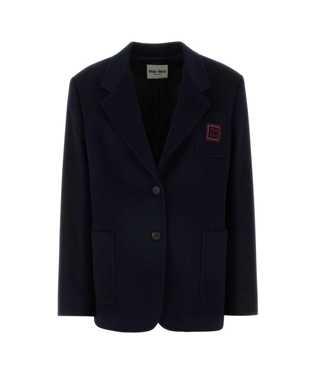 MIU MIU Темно-синий шерстяной жакет/пиджак, фото 1